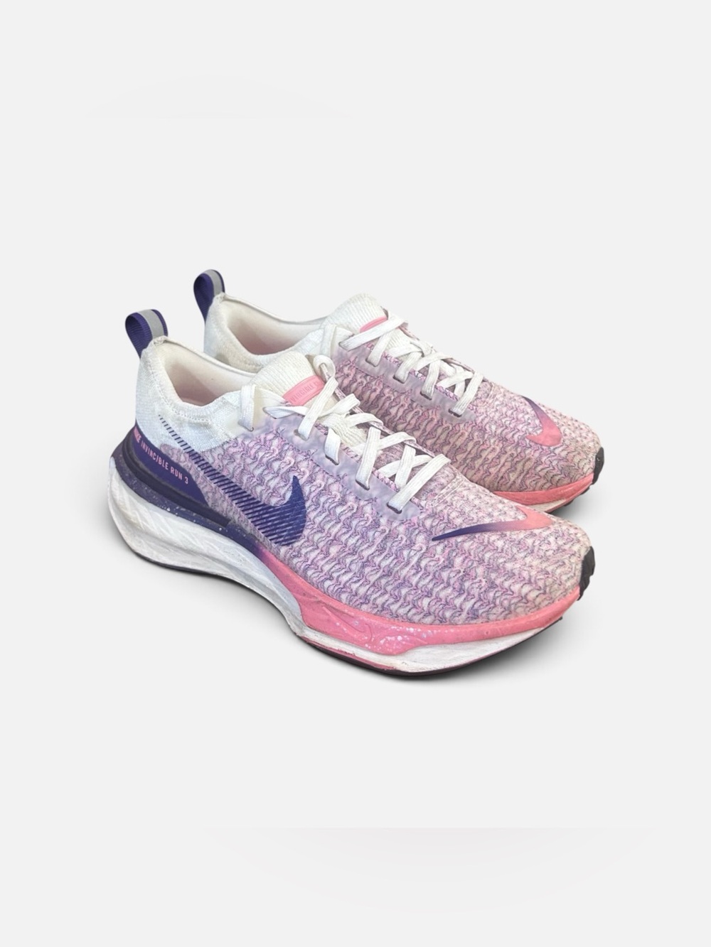 Nike Womens ZoomX Invincible Run Flyknit 3 Pink Purple Running Shoes Size 7.5
